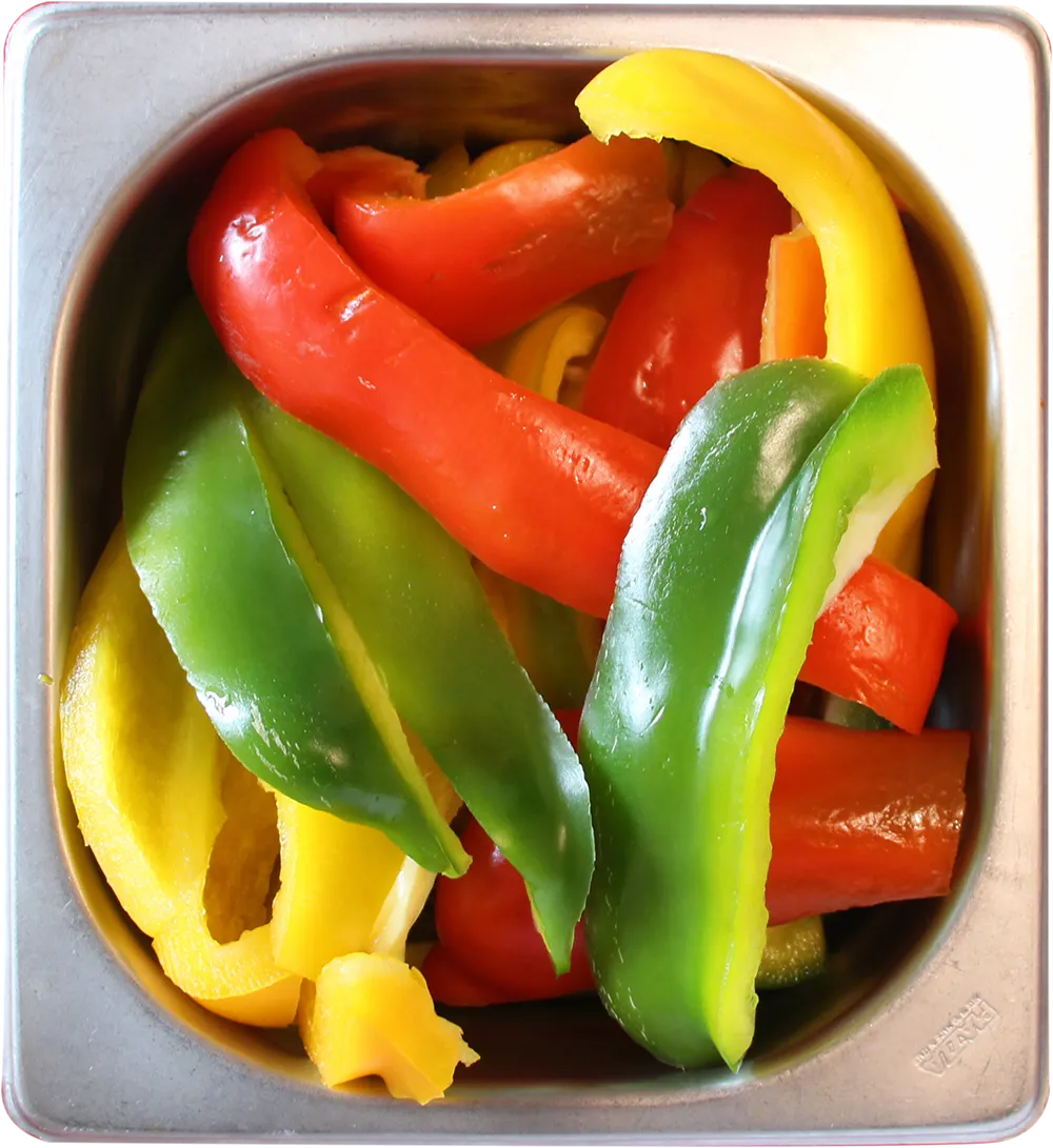 Vaschetta acciaio gastronorm con peperoni tagliati